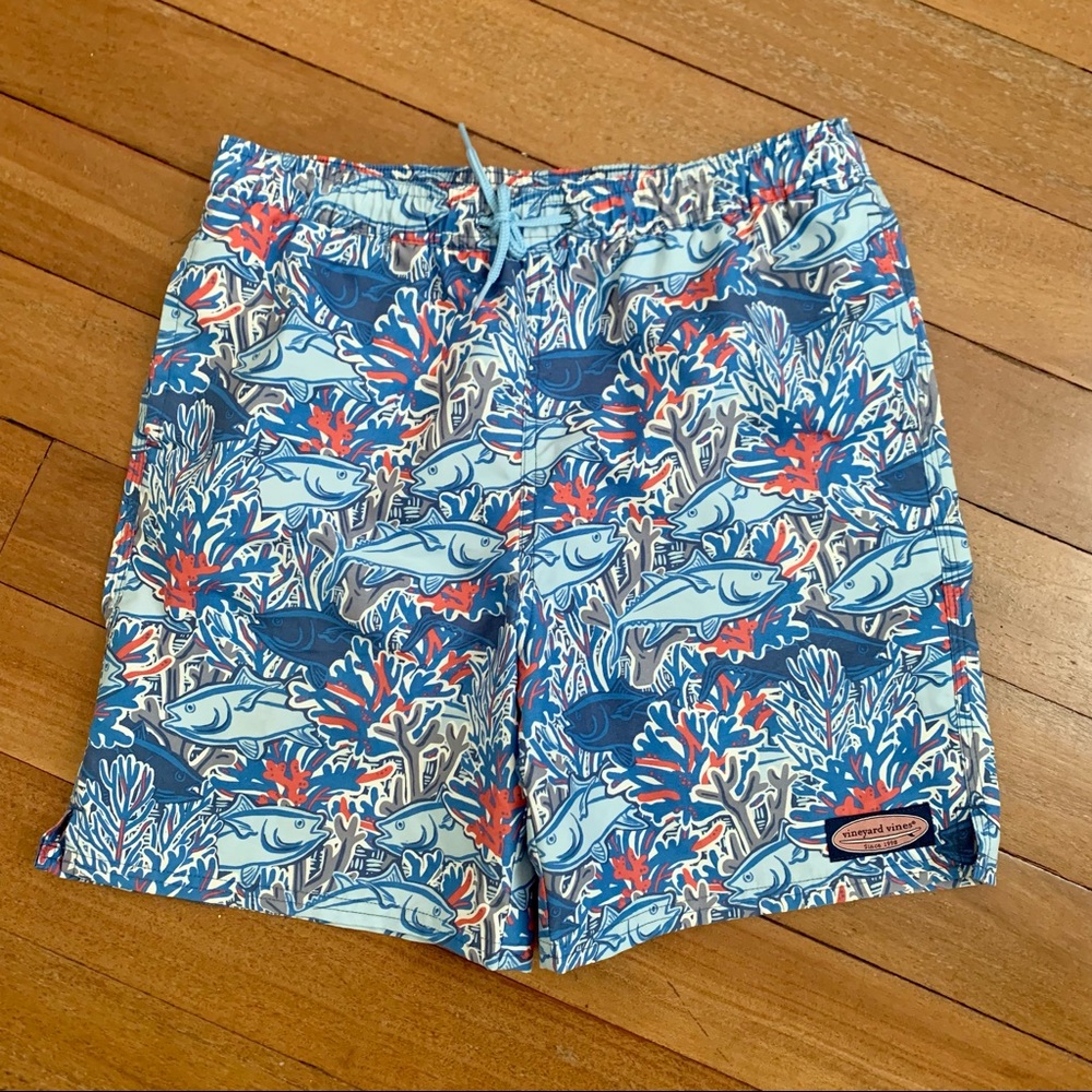 Vineyard Vines Blue and Red Kids Swim Trunks